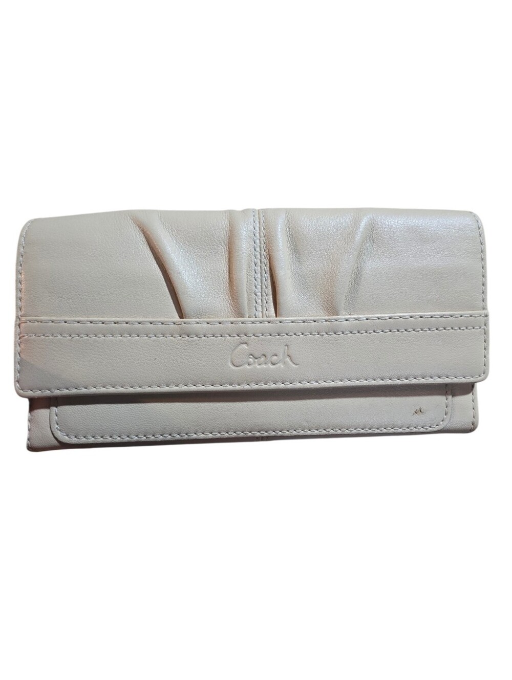 Coach Cream Leather Fold-Over Wallet